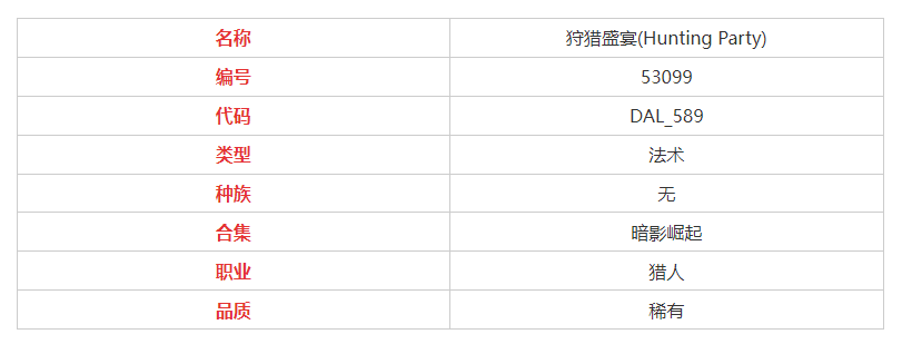 《炉石传说》狩猎盛宴属性详细一览