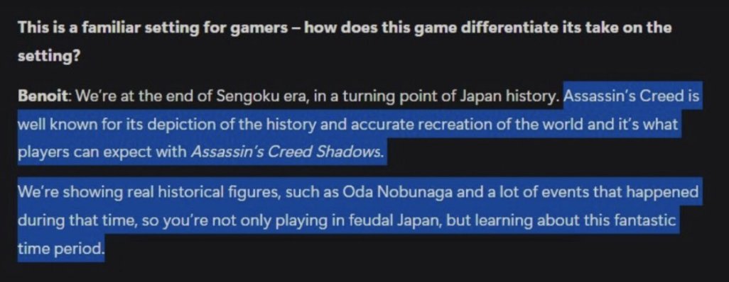 育碧新声明自相矛盾：《刺客信条：影》曾宣称忠于历史，现在立场大反转